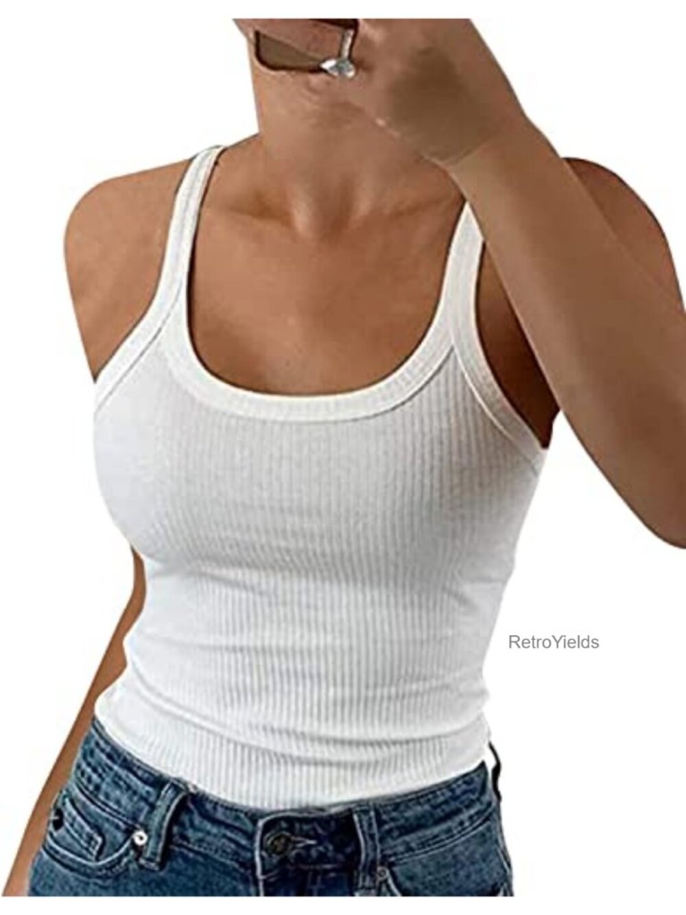 Slim Fitted Ribbed Cotton Spandex Tank Top Sleeveless Layering Camisole